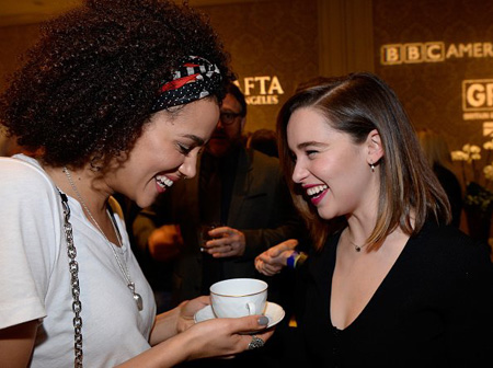 Nathalie Emmanuel and Emilia Clarke.